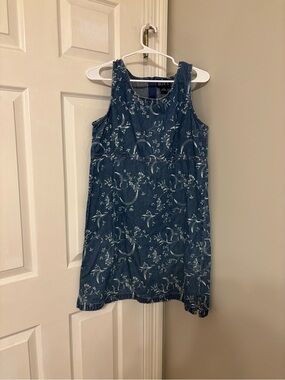 Vintage Blue J Denim Sleeveless Floral Dress Size M